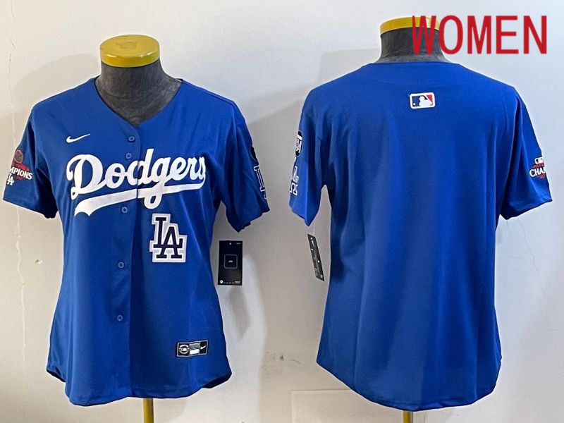 Women Los Angeles Dodgers Blank Blue Game 2024 Nike MLB Jersey style 12058->women mlb jersey->Women Jersey